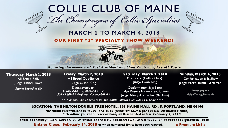 Collie Club of Maine -- 2018 Specialty Shows and Obedience and Rally Trials