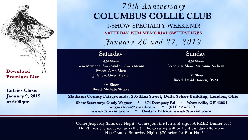 Columbus Collie Club -- 2019 4 Show Specialty Weekend and Kem Memorial Sweepstakes