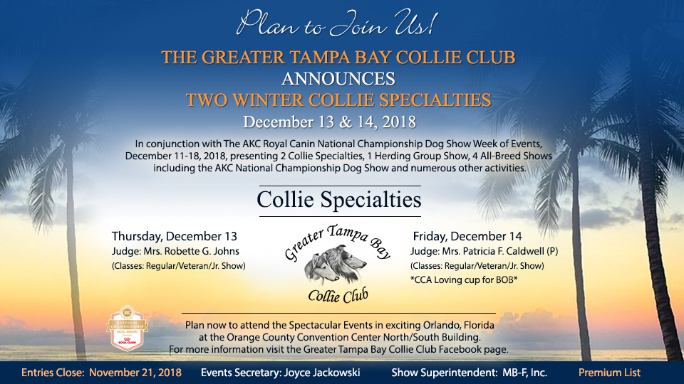 Greater Tampa Bay Collie Club -- 2018 Specialty Shows