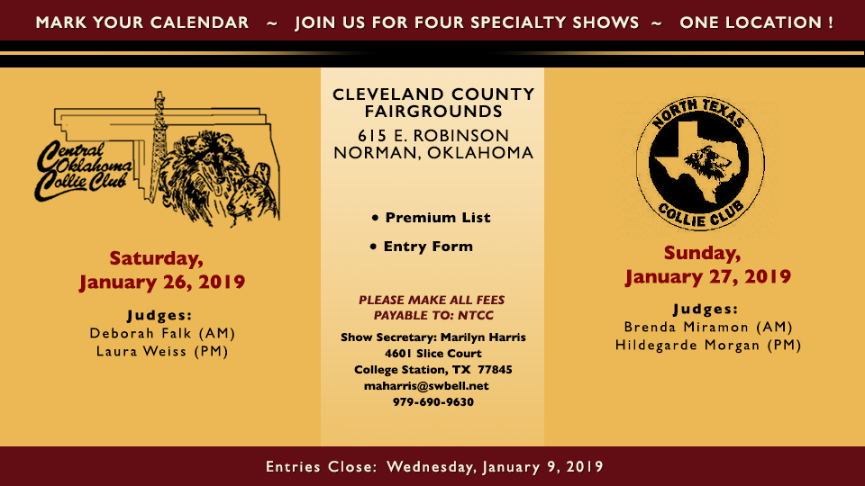North Texas Collie Club / Central Oklahoma Collie Club --2019 Specialty Shows 
