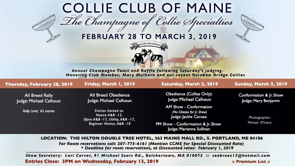 Collie Club of Maine -- 2019 Specialty Shows and Obedience and Rally Trials