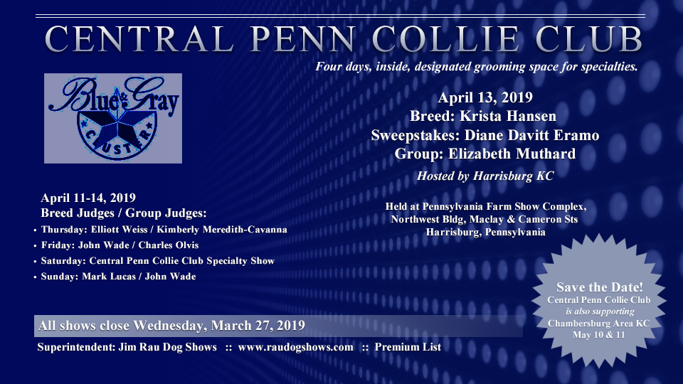 Central Penn Collie Club -- 2019 Specialty Show and Sweepstakes