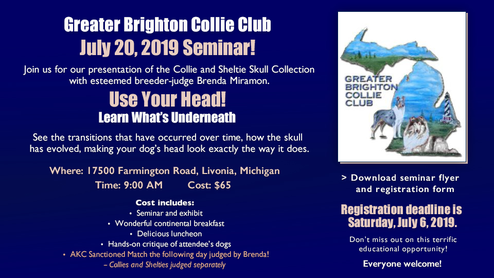 Greater Brighton Collie Club -- 2019 Collie and Sheltie Seminar