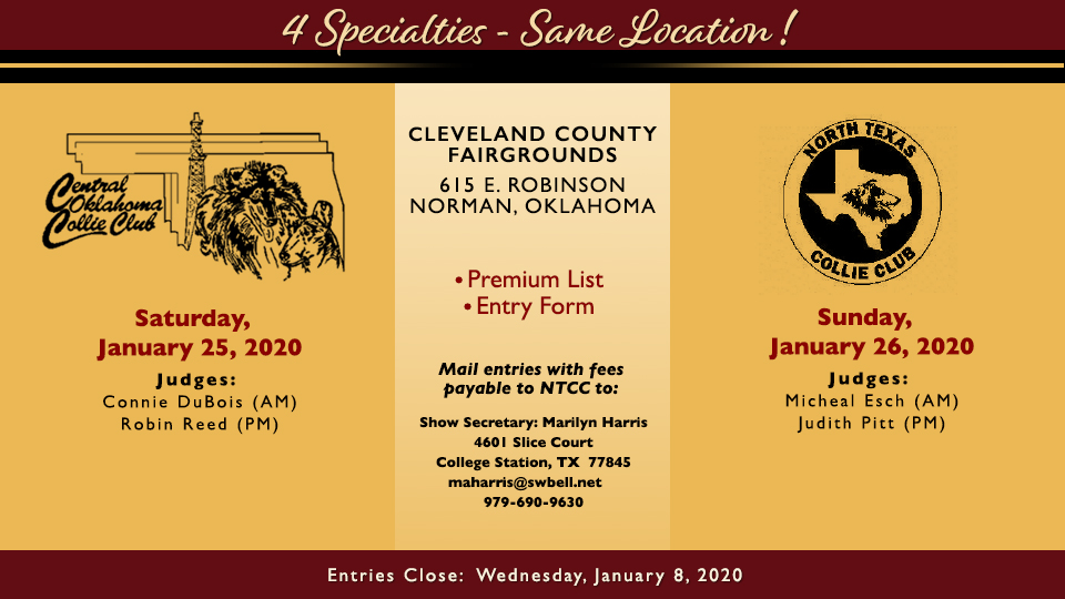 Central Oklahoma Collie Club / North Texas Collie Club -- 2020 Specialty Shows