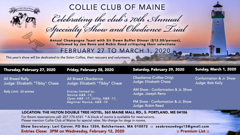 Collie Club of Maine -- 2020 Specialty Shows and Obedience and Rally Trials