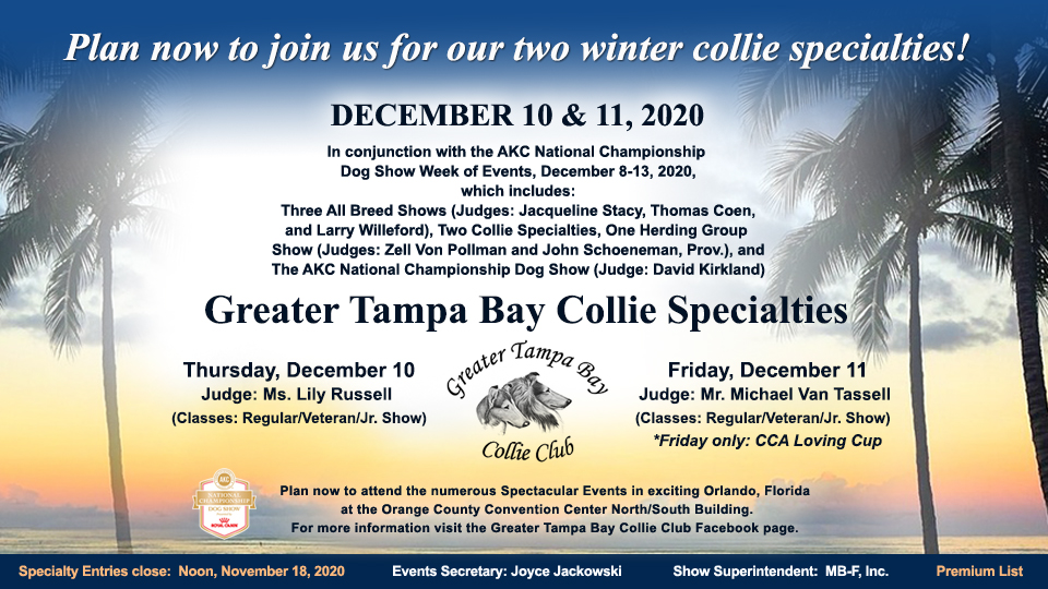Greater Tampa Bay Collie Club -- 2020 Specialty Shows