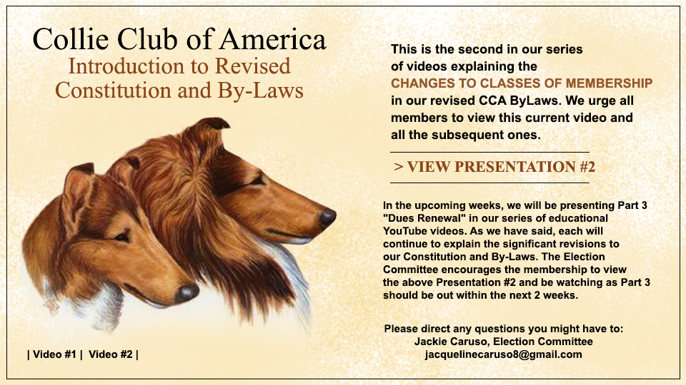 Collie Club of America -- Changes to Classes of Membership