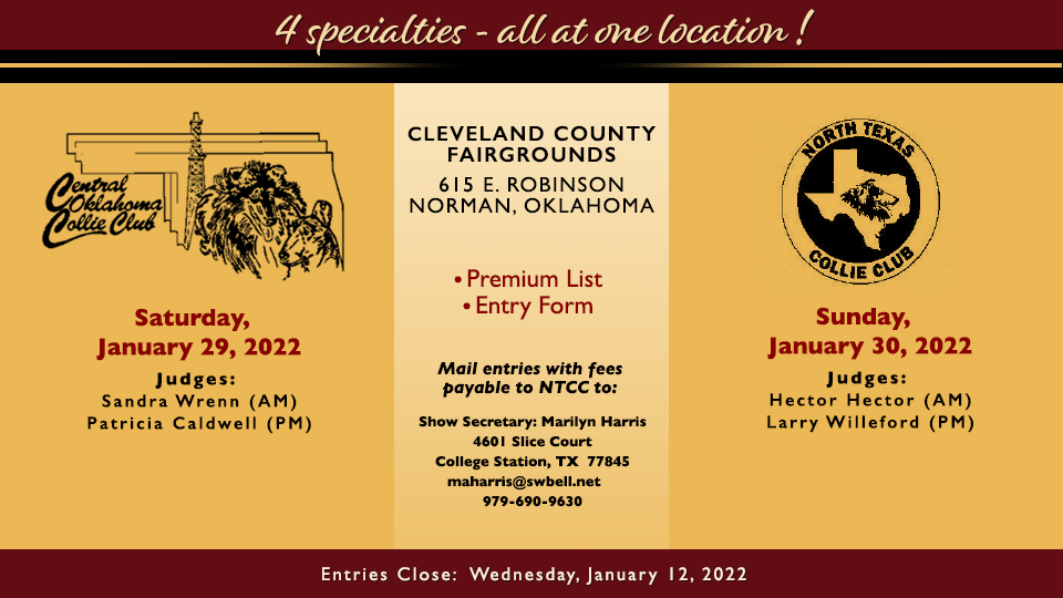 Central Oklahoma Collie Club / North Texas Collie Club -- 2022 Specialty Shows