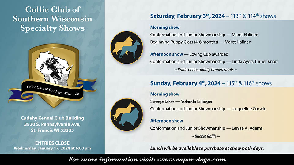 Collie Club of Southern Wisconsin -- 2024 Specialty Shows