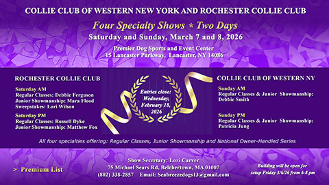 Collie Club of Western New York \ Rochester Collie Club -- 2026 Specialty shows