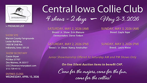 Central Iowa Collie Club -- 2026 Specialty Shows