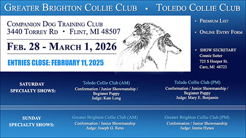 Greater Brighton Collie Club / Toledo Collie Club -- 2026 Specialty Shows